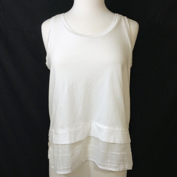 Madewell Tops - Madewell White Tank Top with Sheer Bottom Hem NWOT